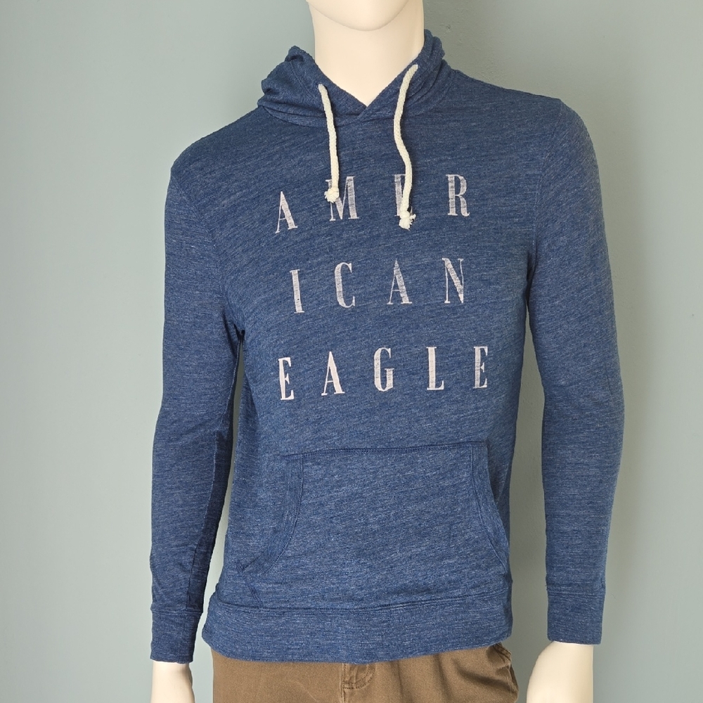 American Eagle Outfitters Lightweight Knit Navy Hooded Shirt